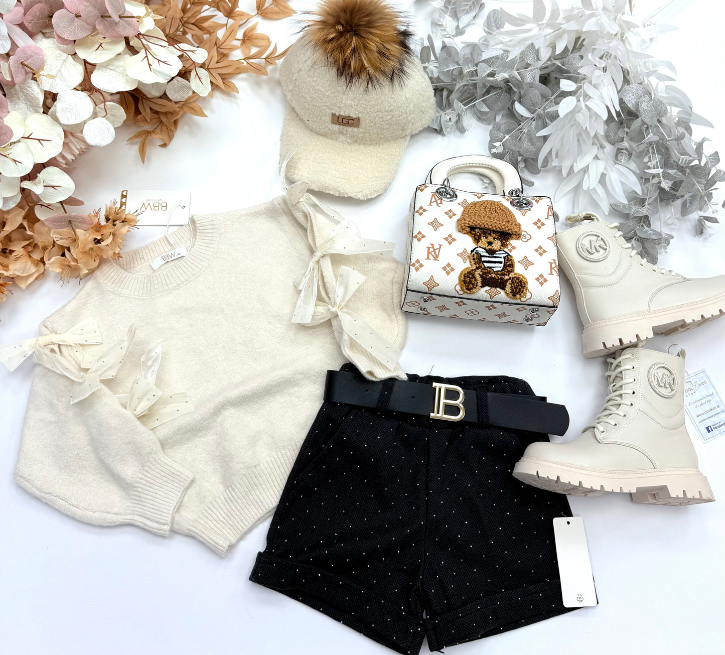 Cream bow jumper