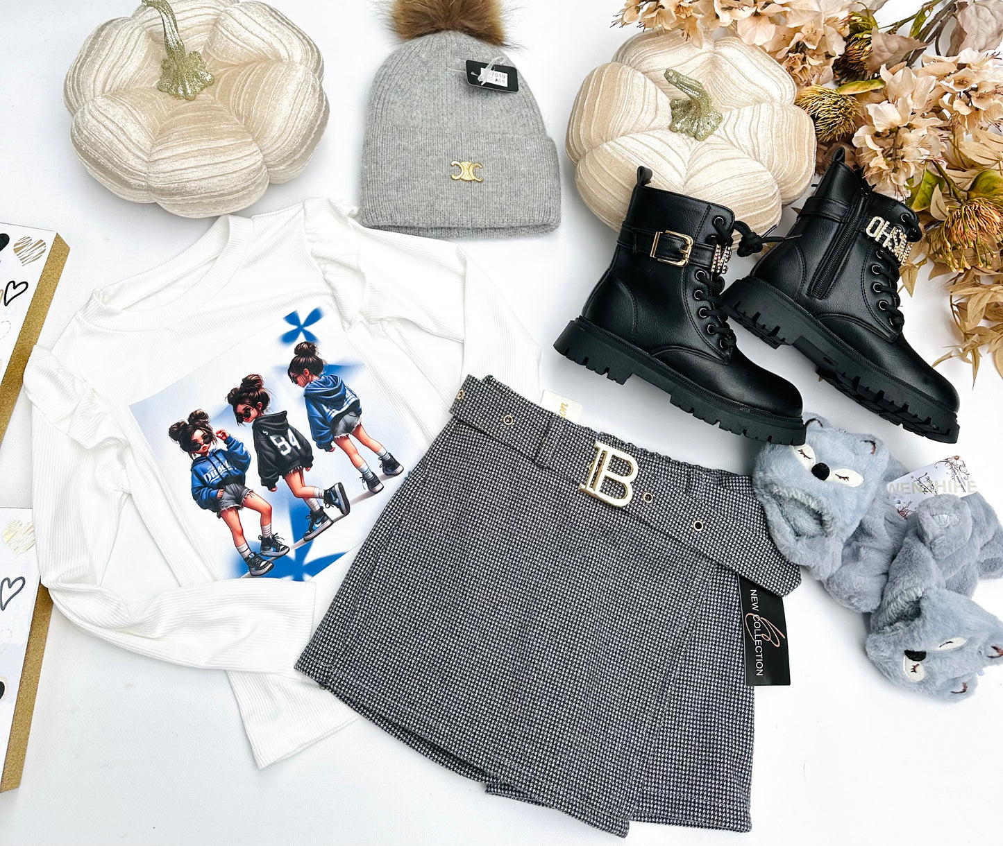 Grey checked skorts