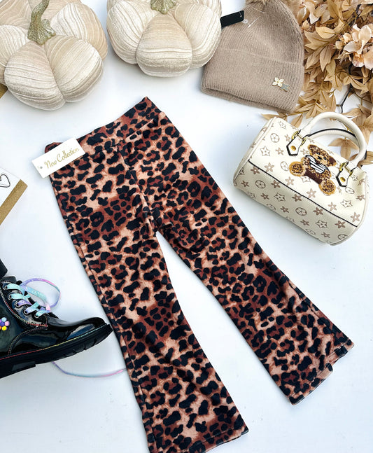 Velvet wild print flared pants