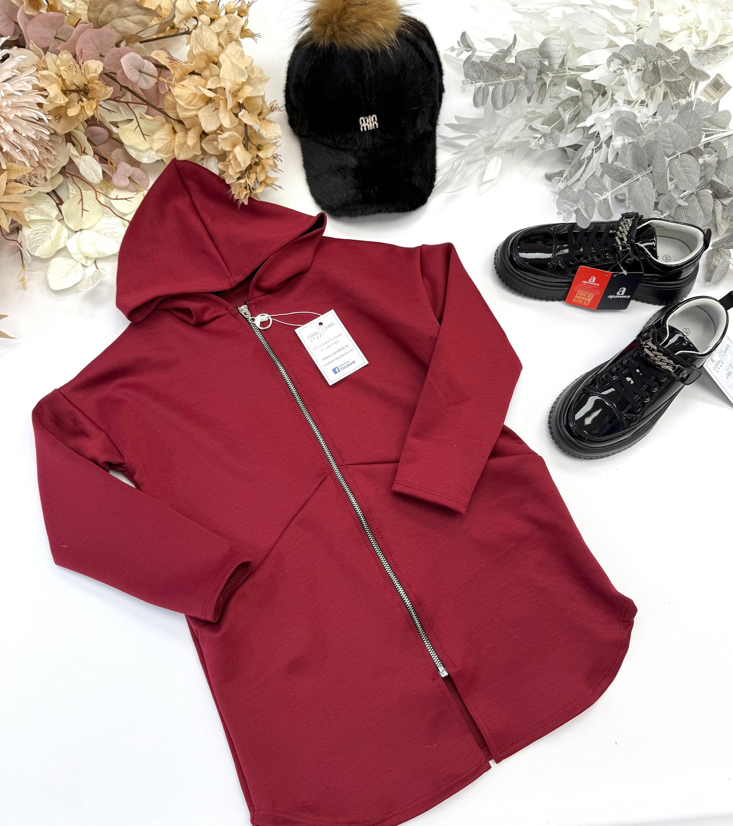 Long burgundy hoodie