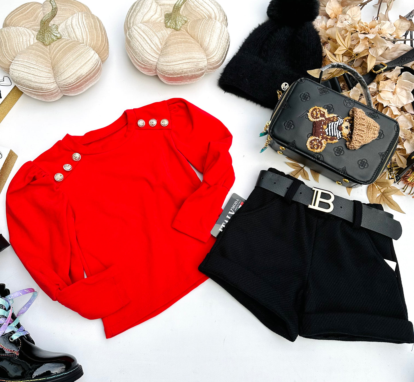 Red Fleece button top