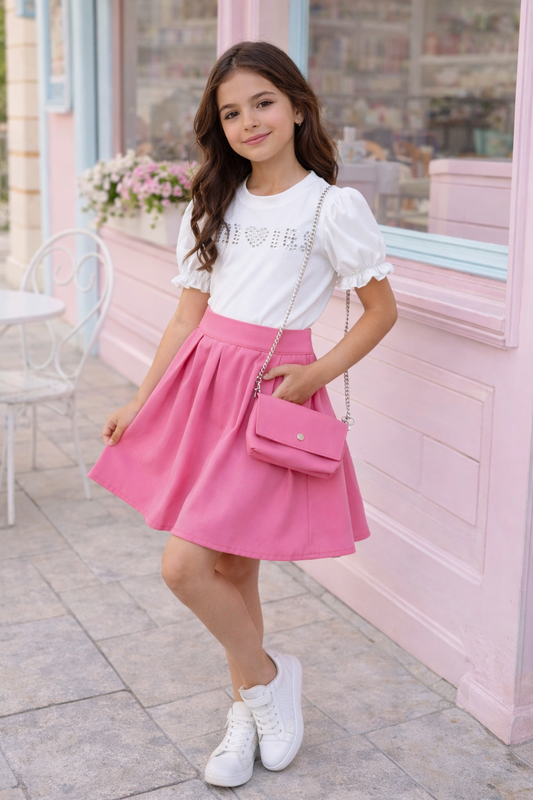 Pink dress with bag