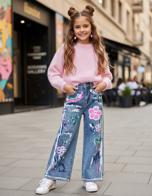 Blue flower pants