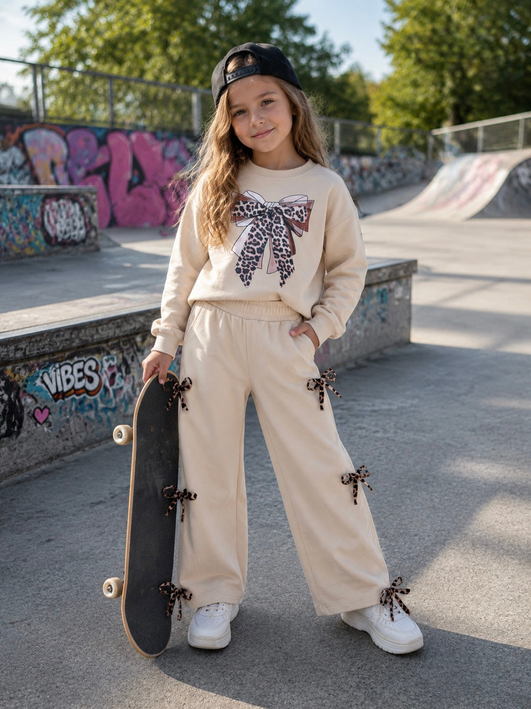 Beige bow tracksuit