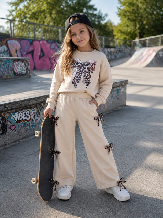 Beige bow tracksuit