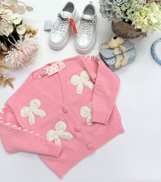 Pink bow  cardigan