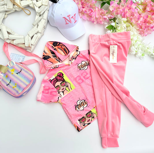 Pink velvet set