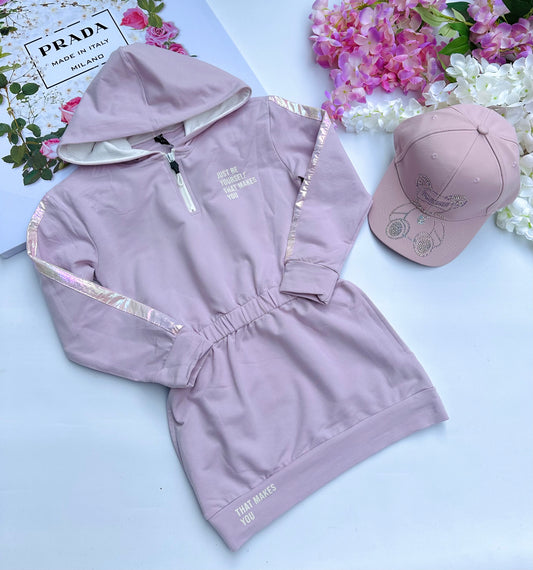 Pink hooded dress