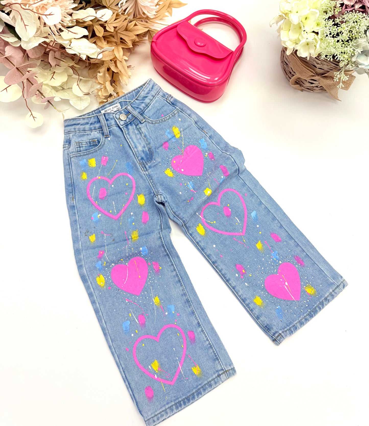 Heart denim pants