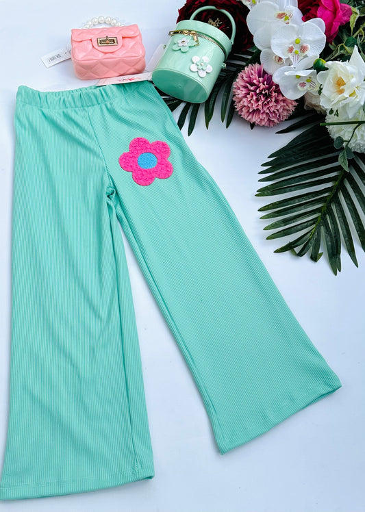 Mint flower pants