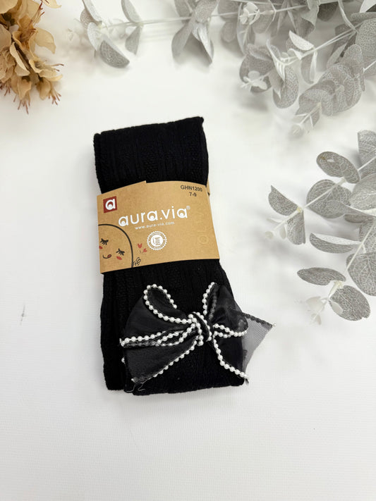 Black bow tights