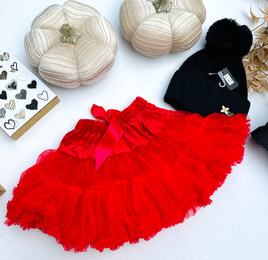 Red tulle skirt