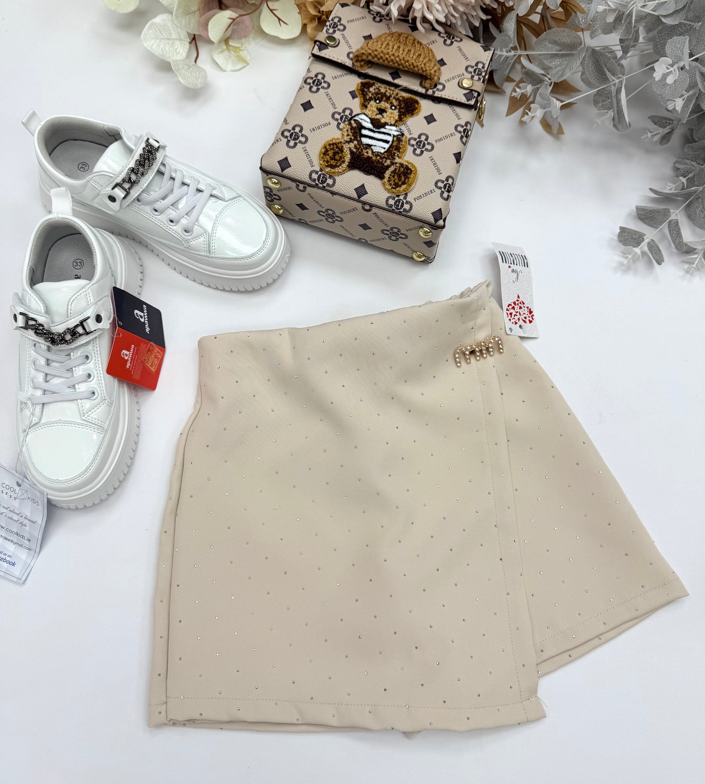 Beige sparkle skorts