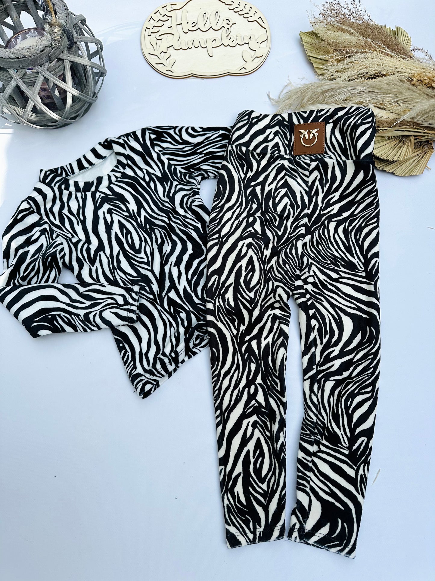 White zebra velour top