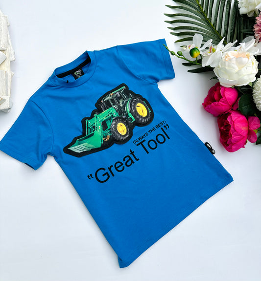 Blue tractor t shirt ( flashing light )