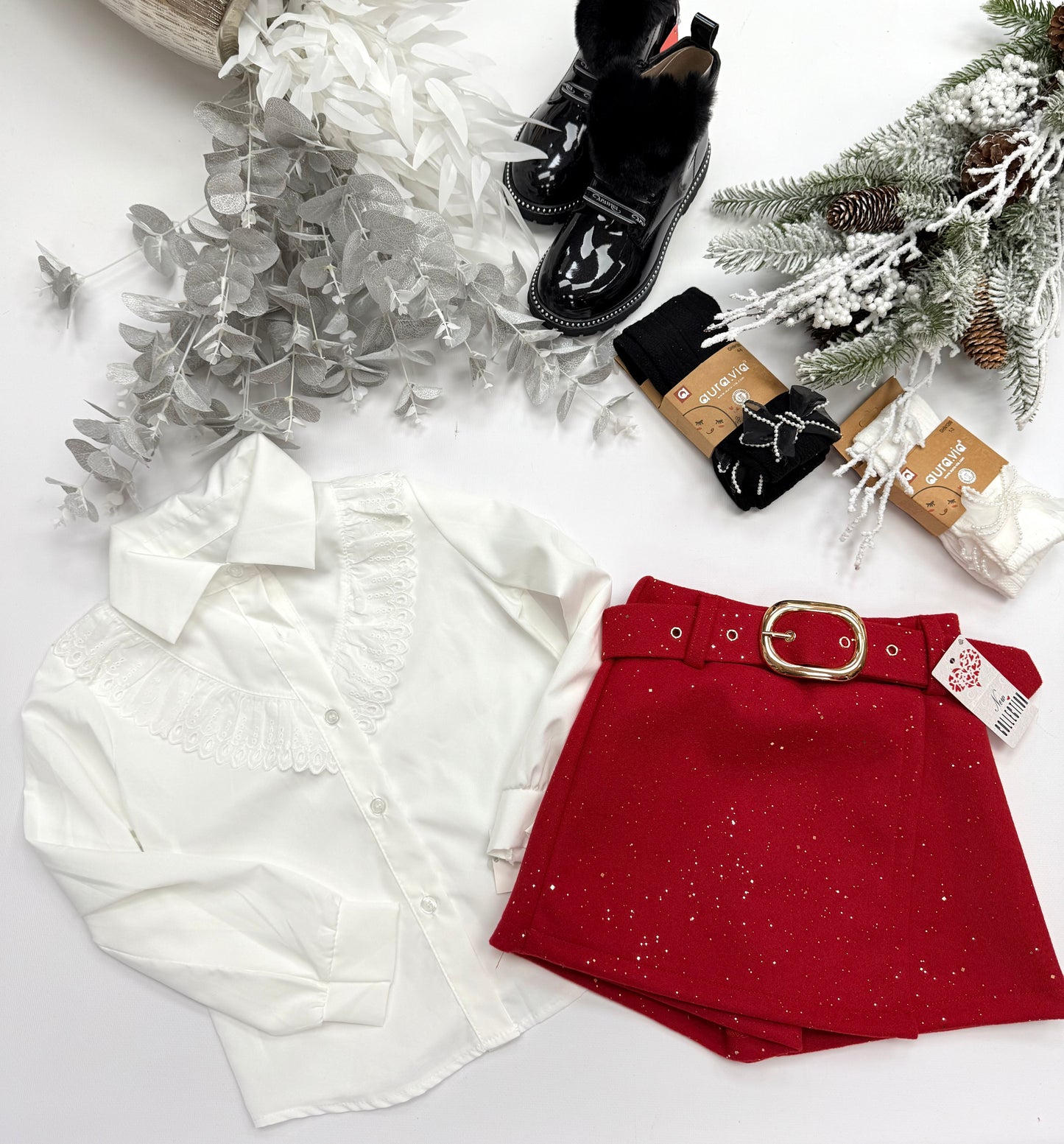 Red sparkle skorts