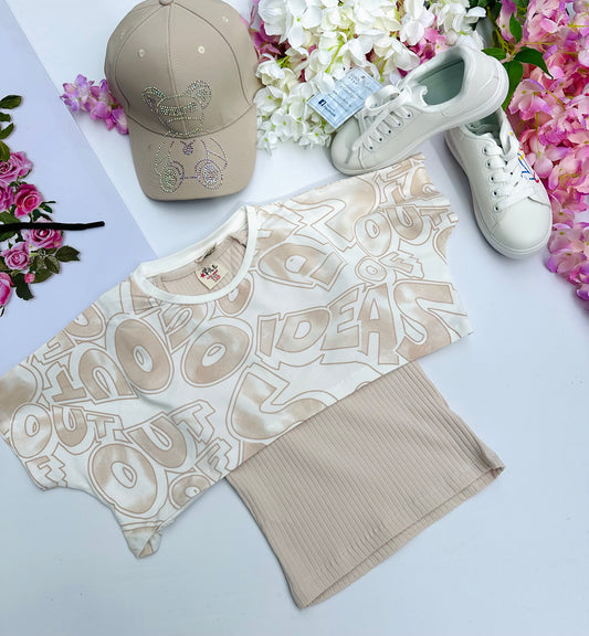 2 IN1 beige t shirt