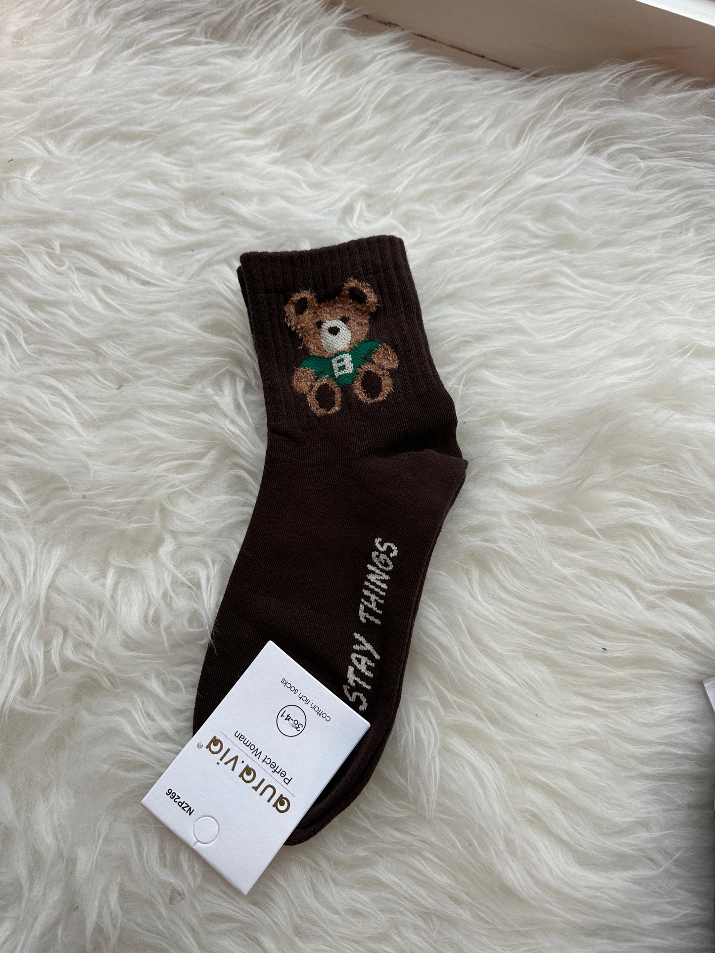 Brown teddy socks