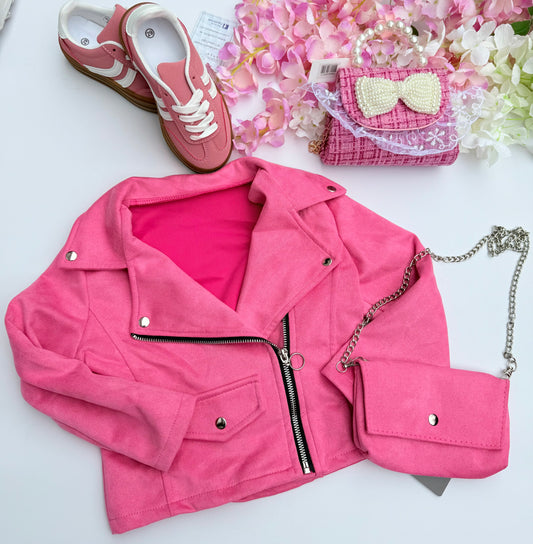 Pink jacket with bag