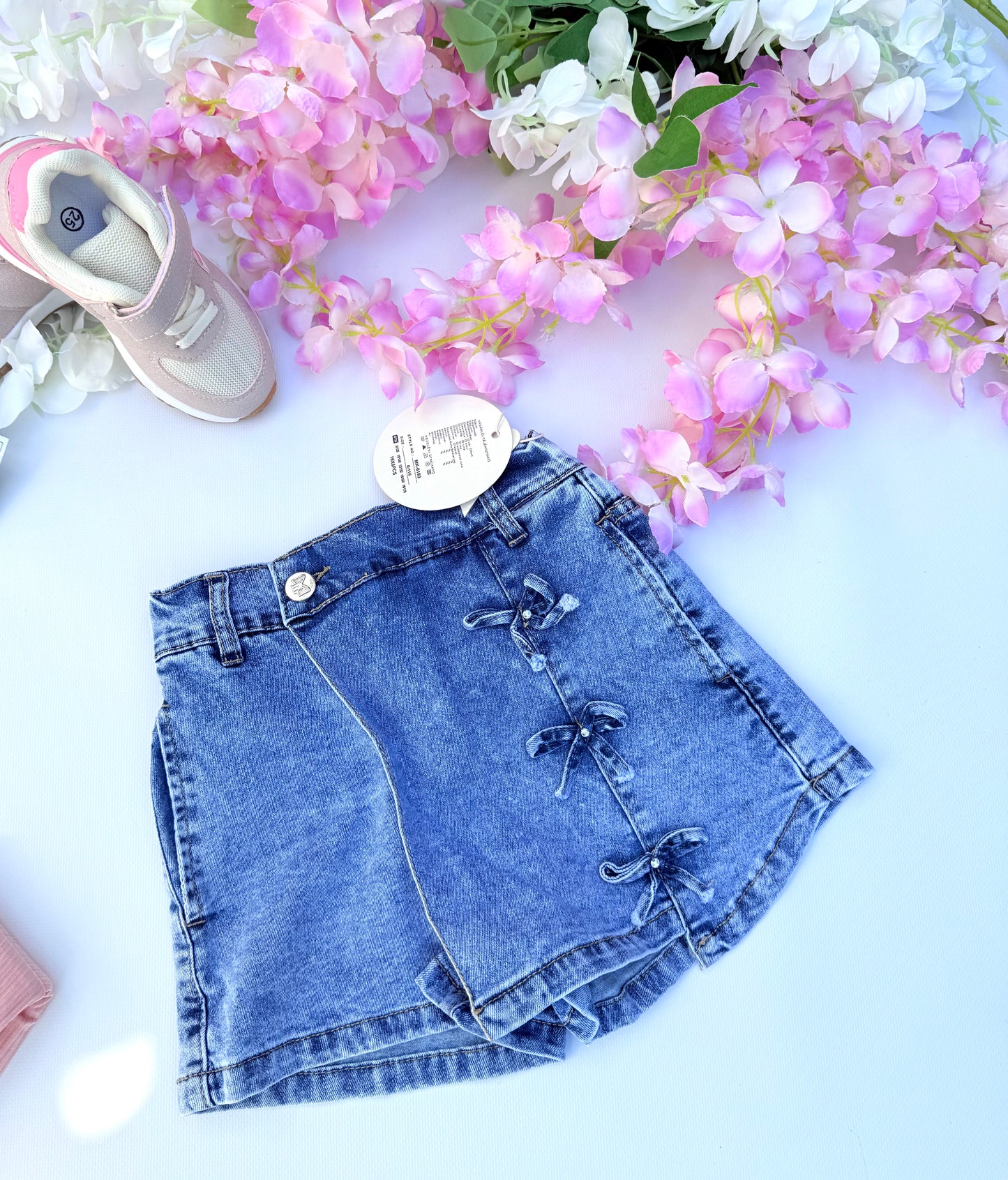 Denim bow skorts