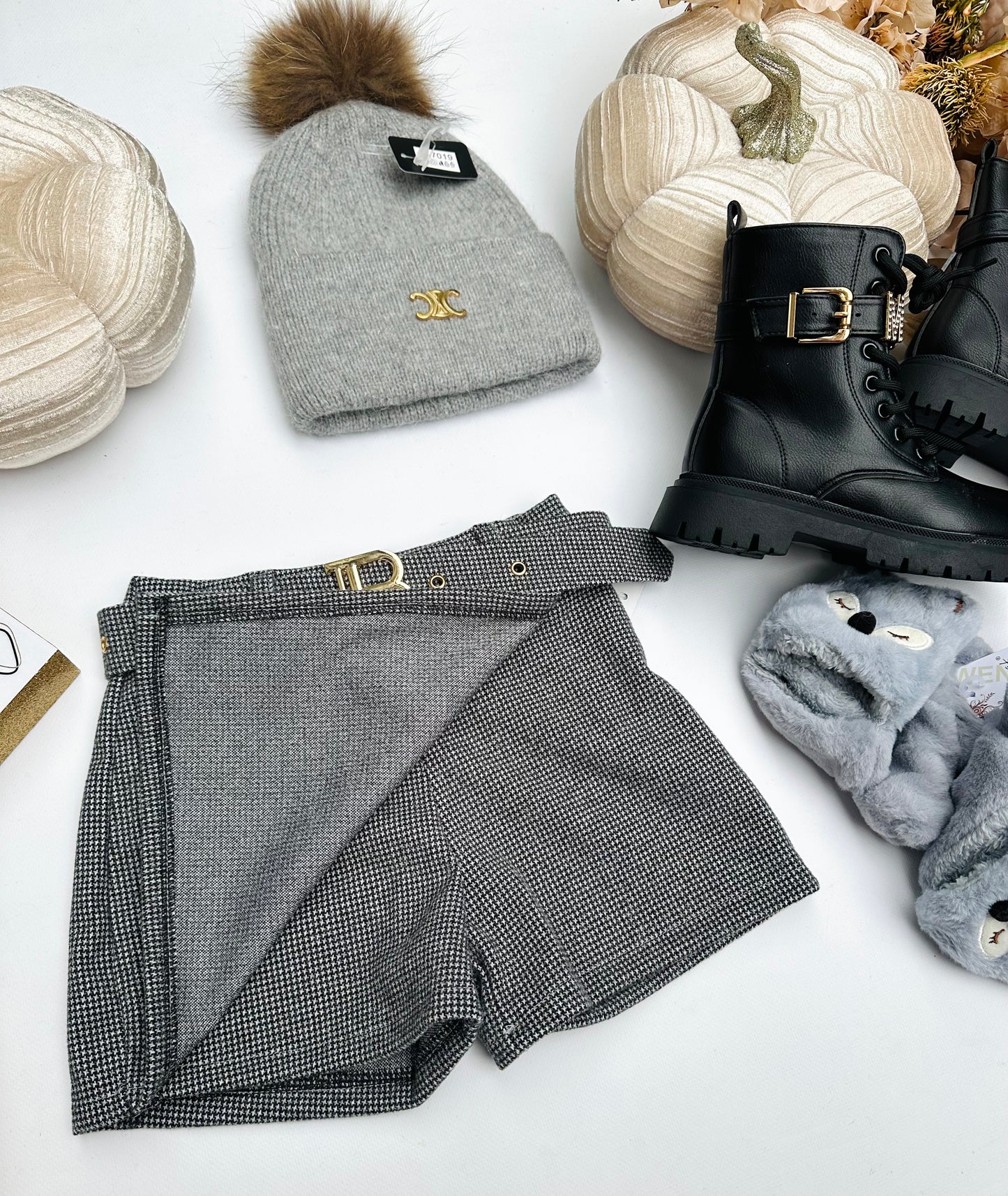 Grey checked skorts