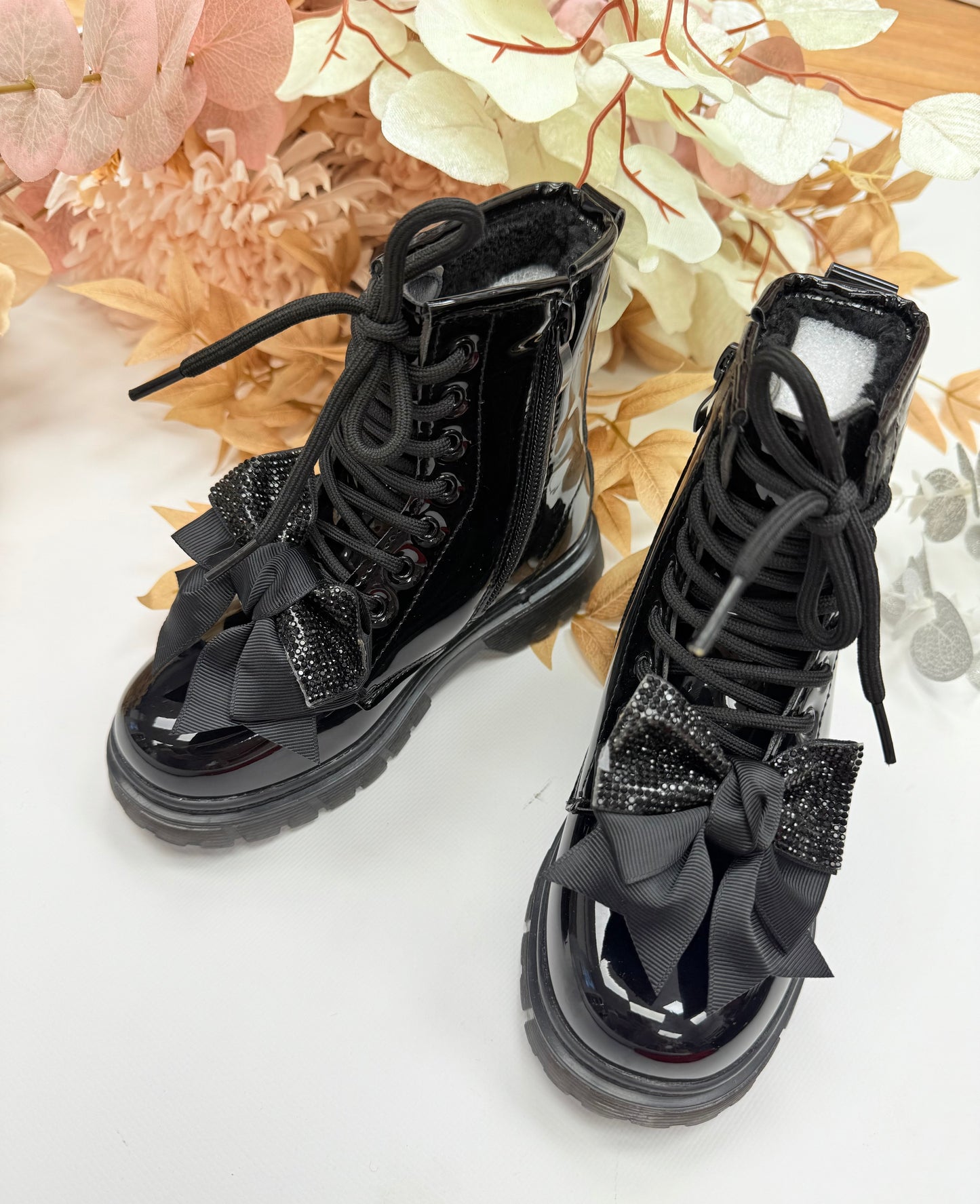 Black bow winter boots