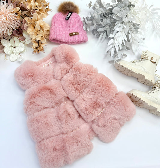 Pink fur gilet