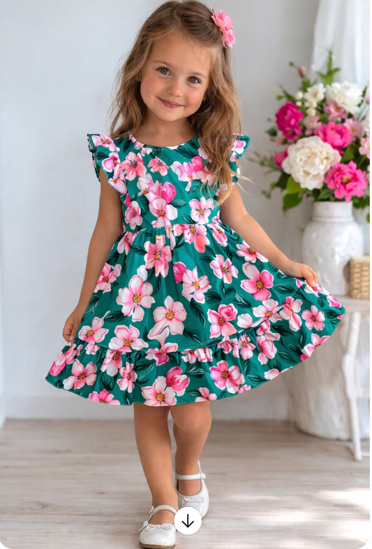 Green dress with bag