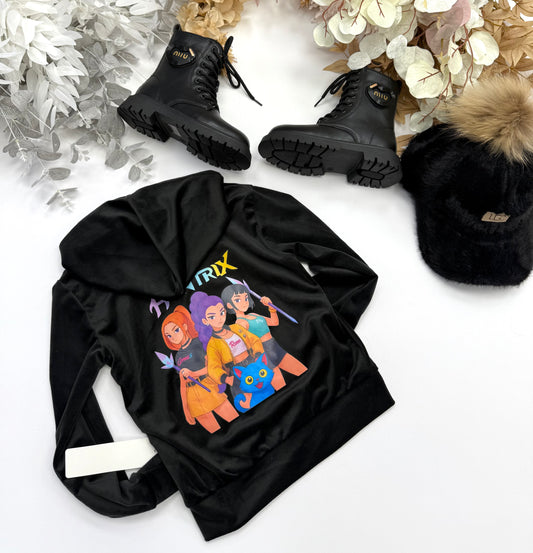 Black velvet hoodie