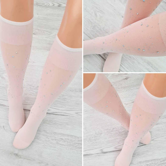 White sparkle knee socks