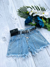Denim shorts with belt