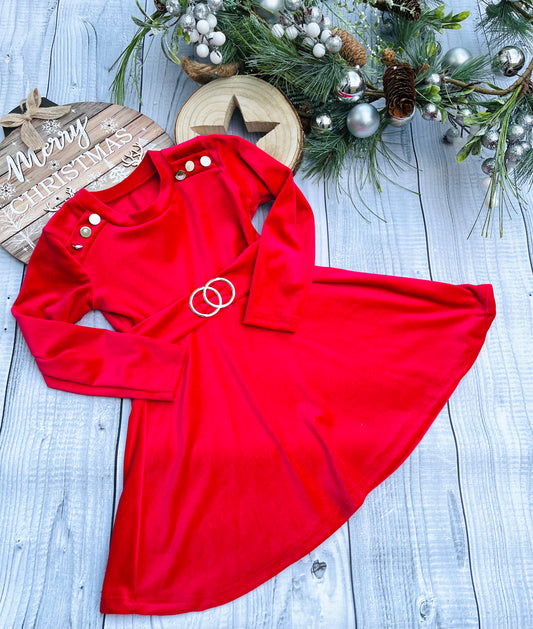 Red velour dress