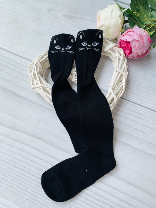 Black cat knee socks