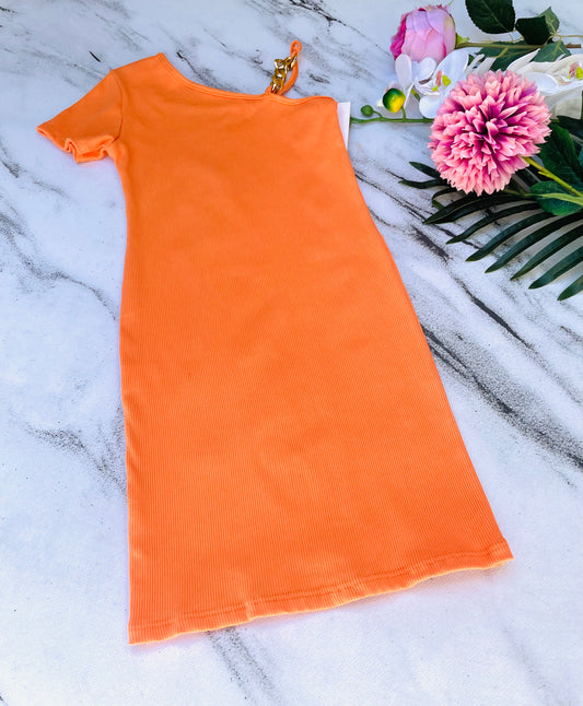 Orange ribbed dress