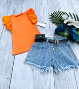 Denim shorts with belt