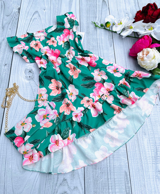 Green dress with bag