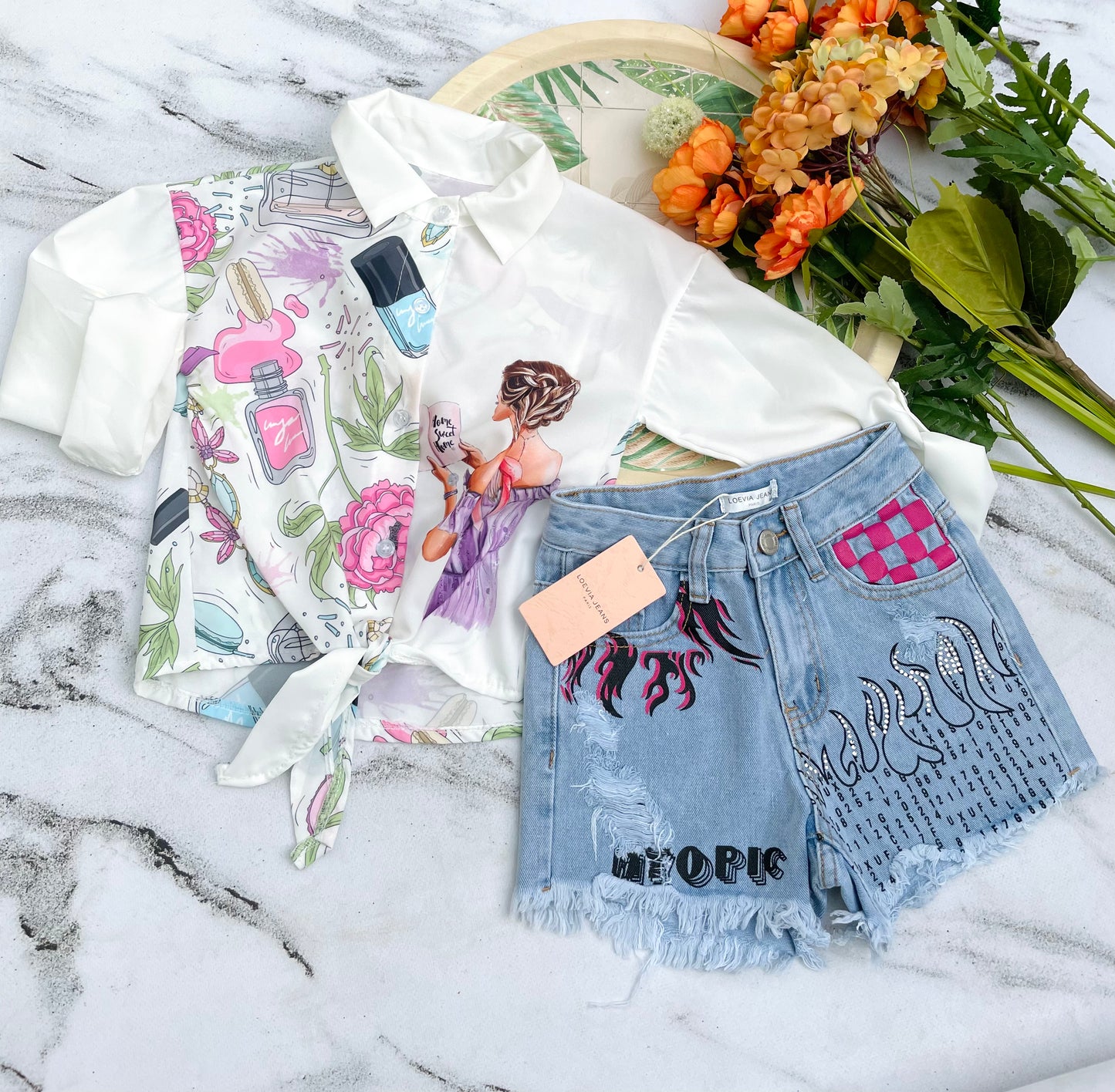 Blue denim shorts