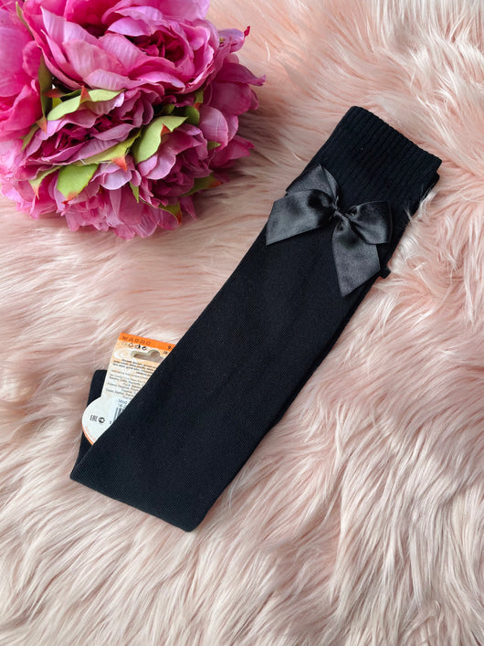 Black knee socks with black bow
