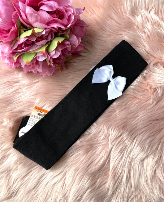 Black knee socks with white bow