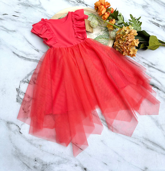 Coral tulle dress