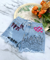 Blue denim shorts