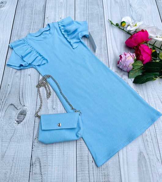 Blue dress with bag