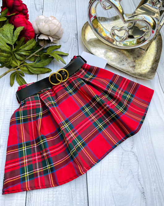 Tartan skirt with belt